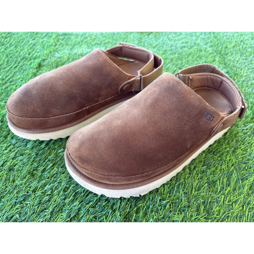 UGG GoldenCoast Clog Mens 11 Chestnut Brown Suede Adjustable Strap 1138252